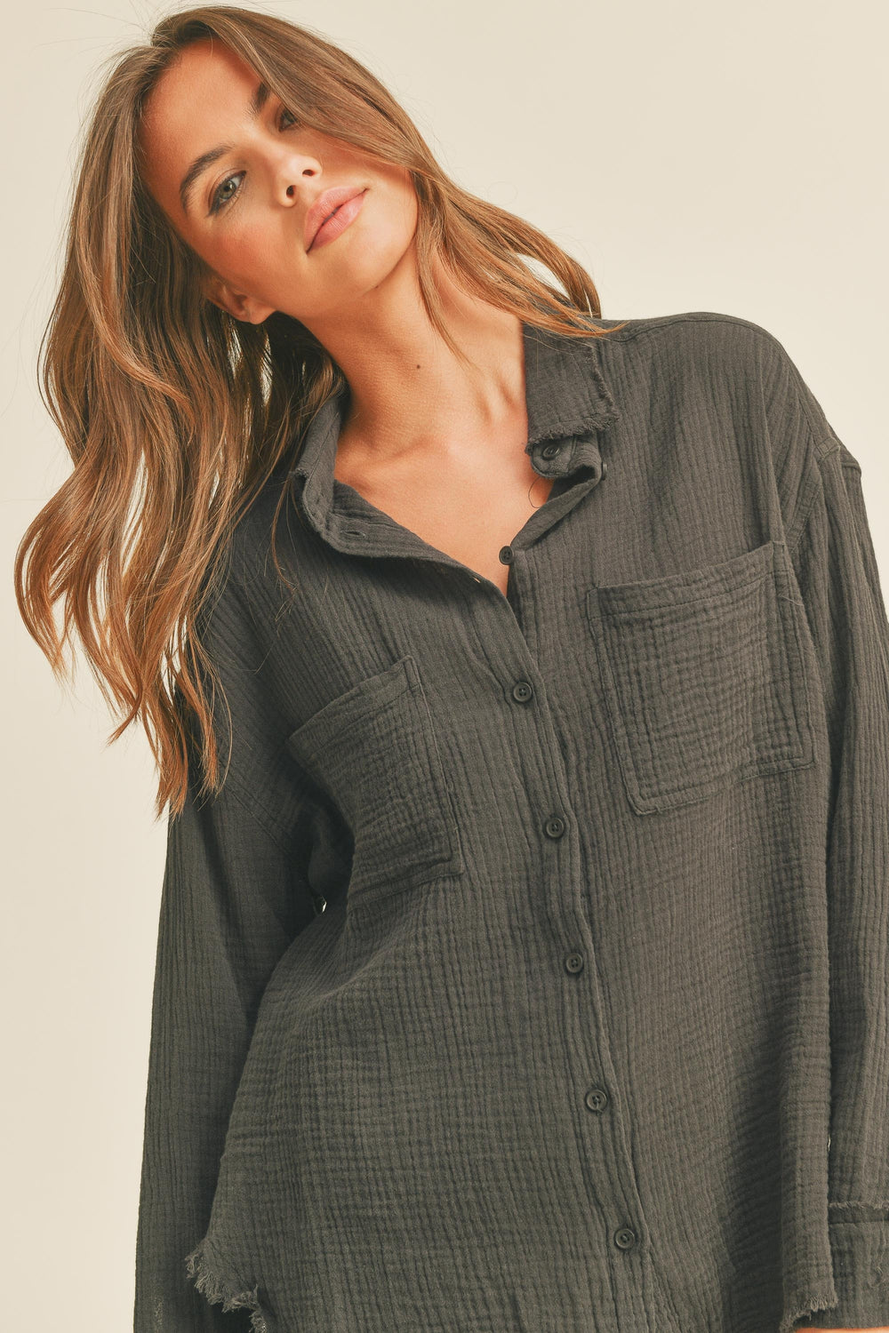 MIOU MUSE Double Gauze Button Down Shirts - Boho Soho