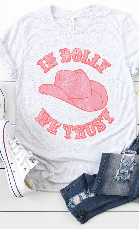 Retro In Dolly We Trust Hat Graphic Tee PLUS