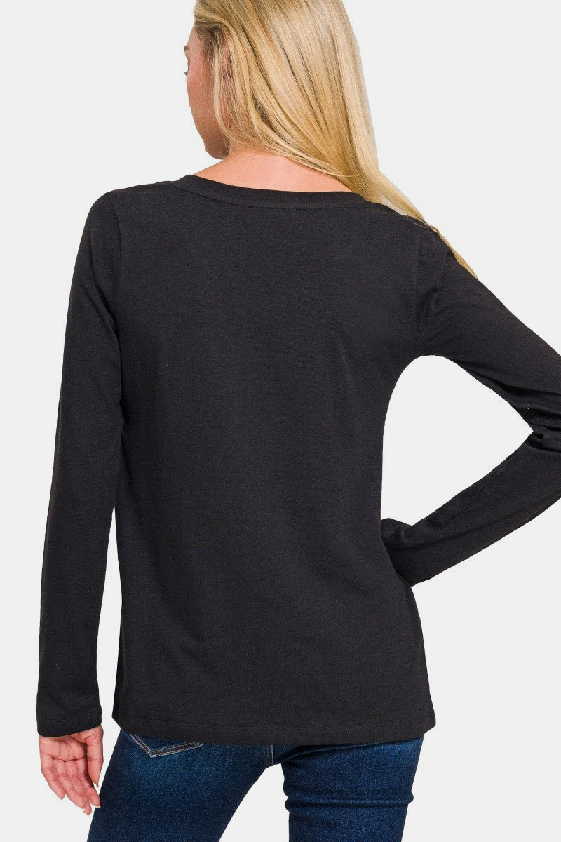 Zenana V-Neck Long Sleeve T-Shirt