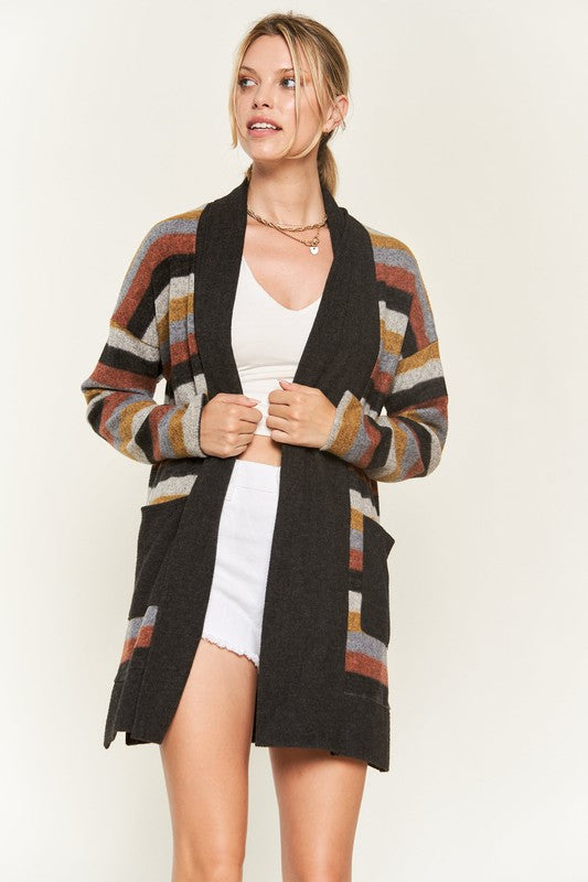 Jade by Jane MULTI COLOR STRIPE CARDIGAN