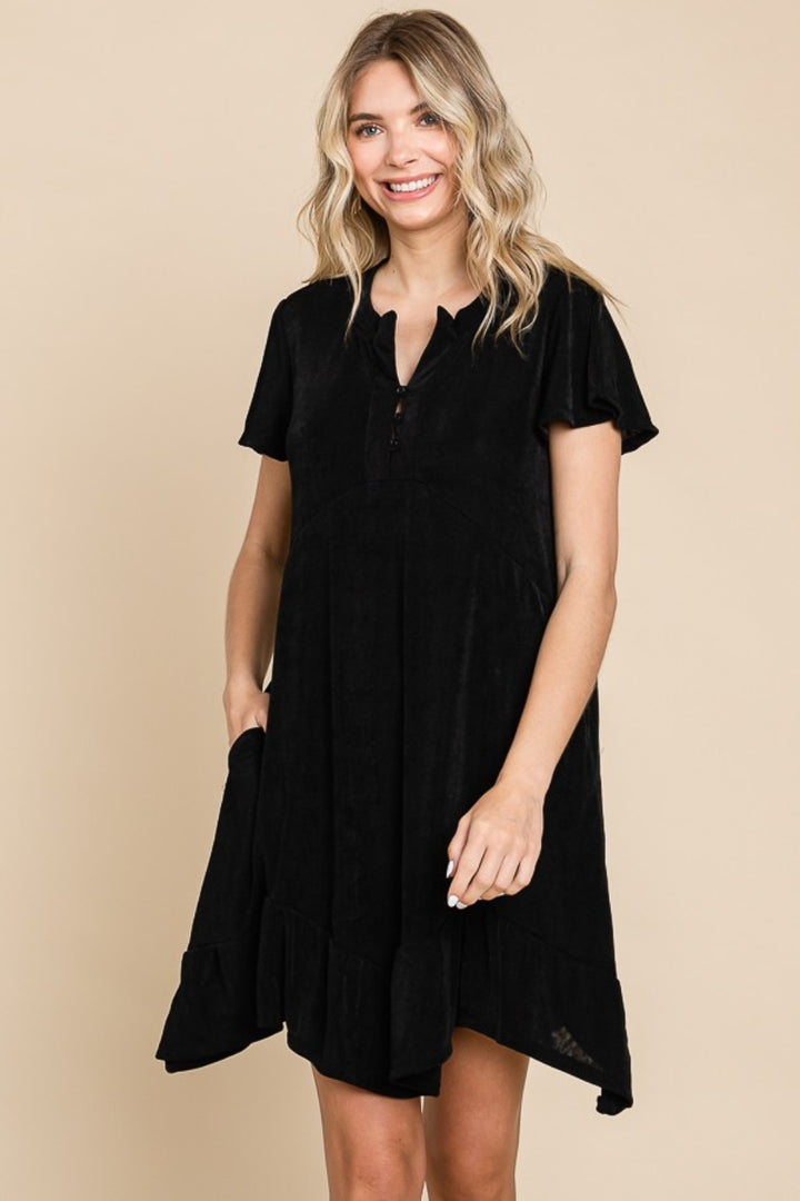 Culture Code Notched Short Sleeve Dress