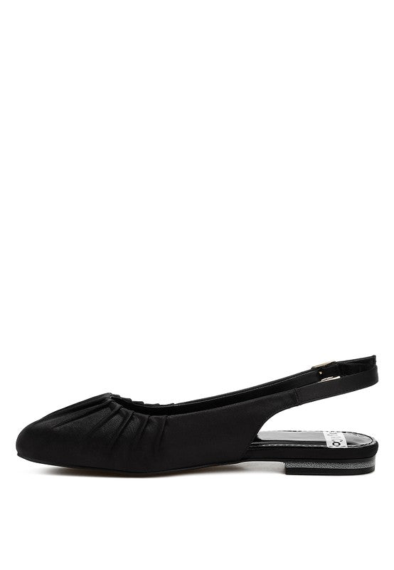 Rag & Co. Cheeni Satin Square Toe Flat Slingbacks