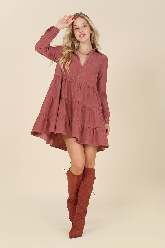 Lilou Corduroy tiered dress