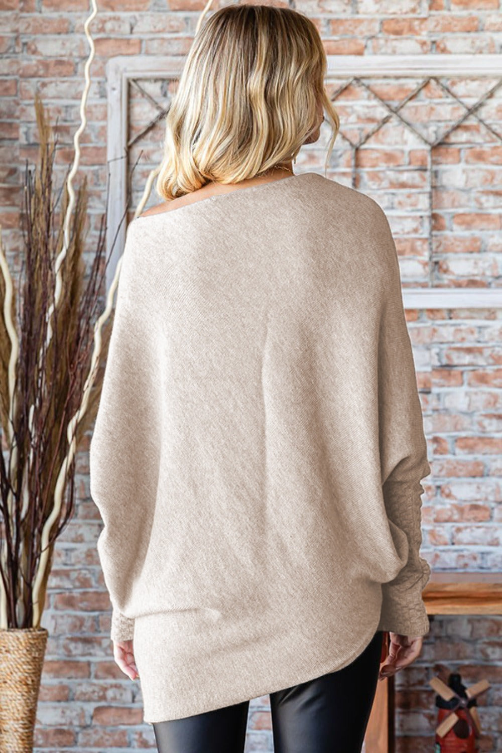 First Love Asymmetrical Hem Dolman Sleeve Sweater