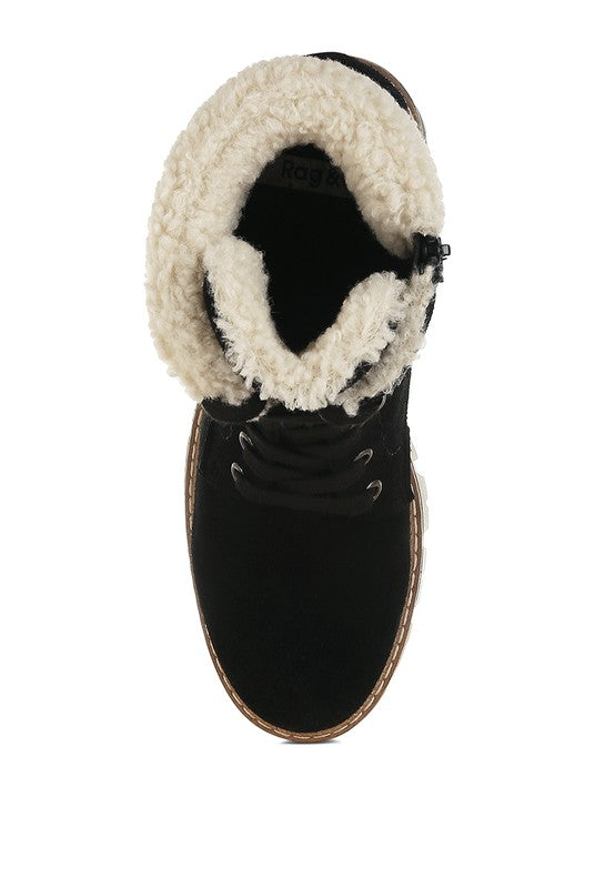Rag Company Madoka Fur Collar Chunky Ankle Boots