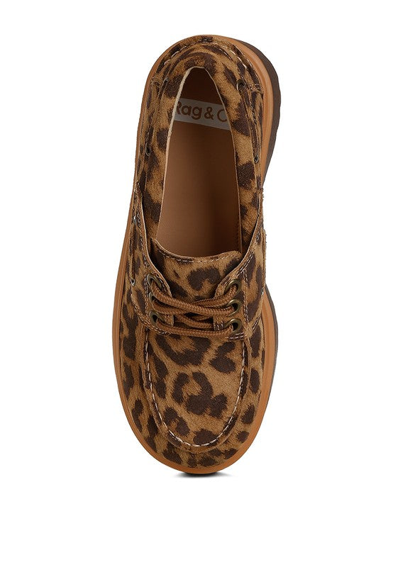 Rag & Co Onglur Leopard Print Suede Oxford Loafers