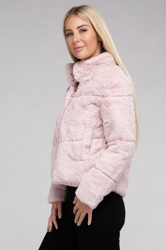 Ambiance Fluffy Zip-Up Jacket