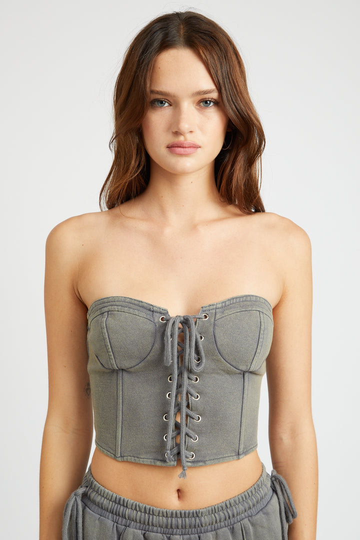 Emory Park Jazlyn FRENCH TERRY STRAPLESS BUSTIER TOP