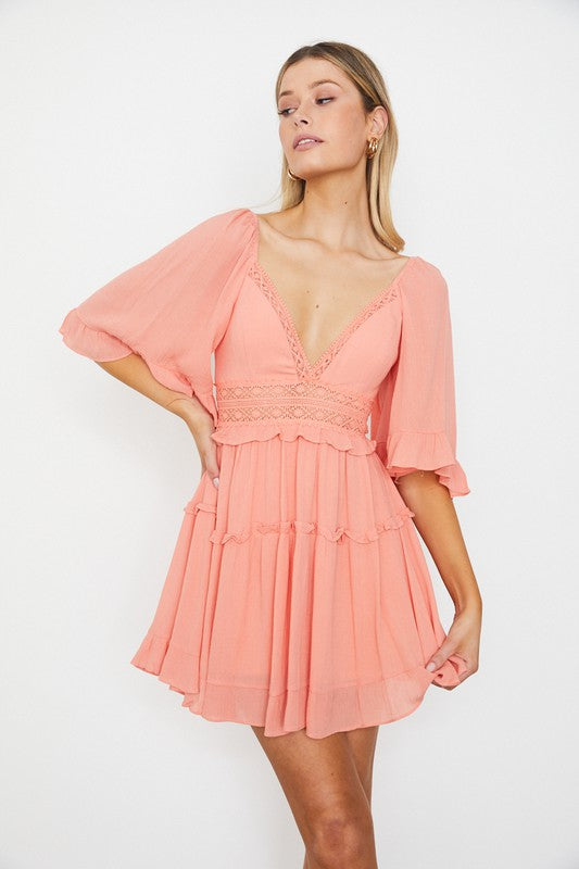 One and Only Collective Flutter Sleeved Mini Dress