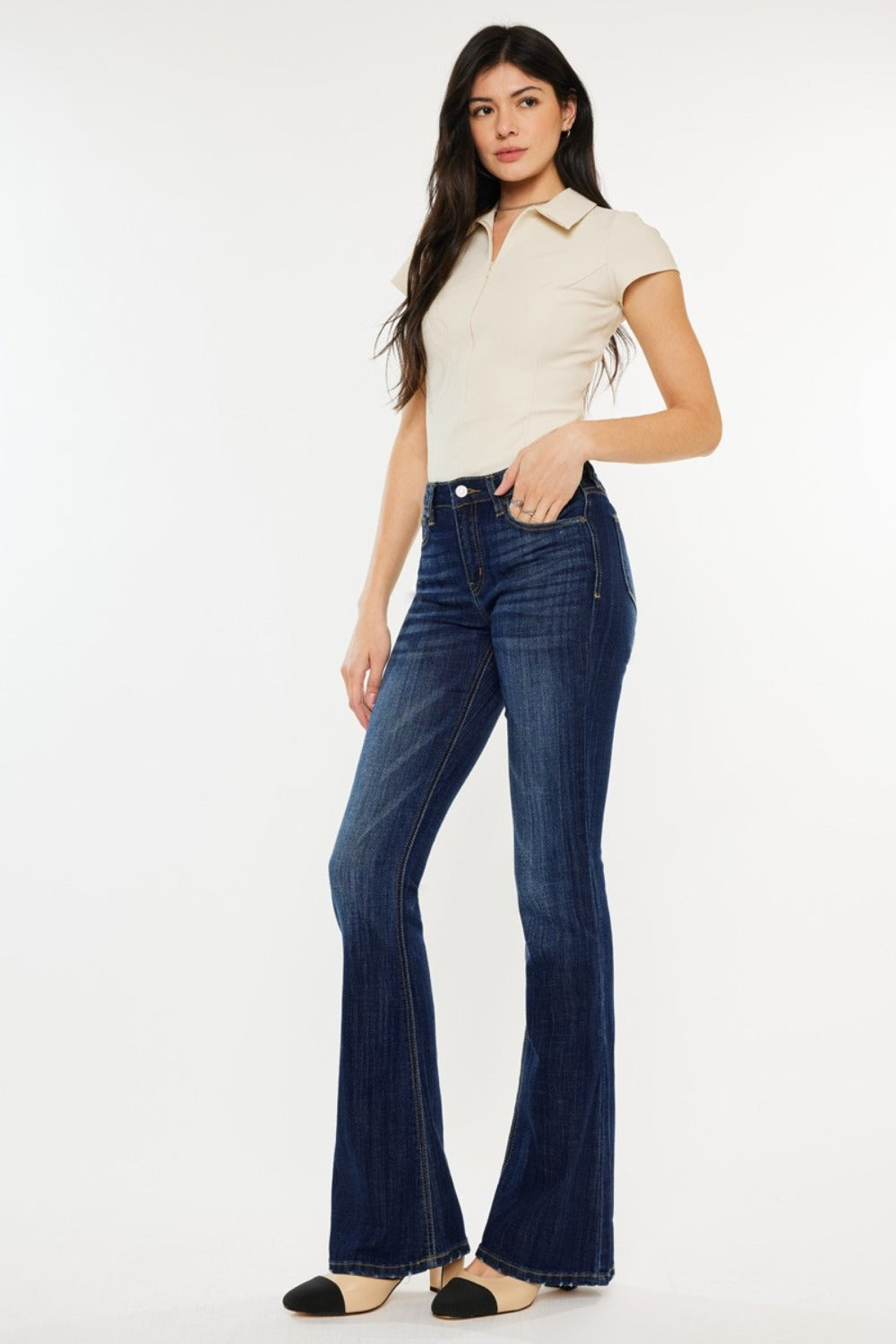 Kancan Mid Rise Slim Flare Jeans