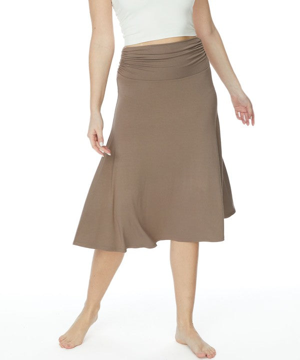 FABINA BAMBOO FLARED MIDI SKIRT