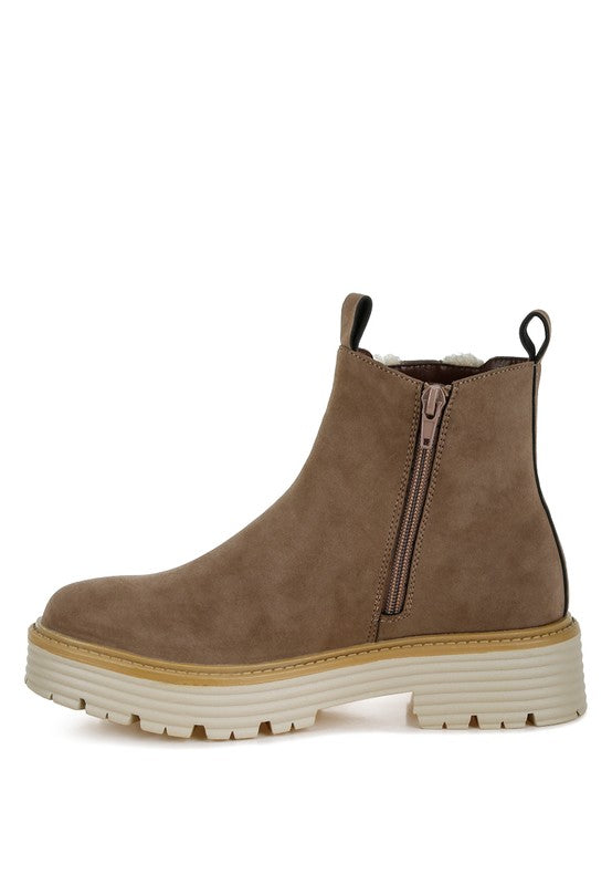 Rag Company Mothman Faux Fur Detail Chunky Ankle Boots