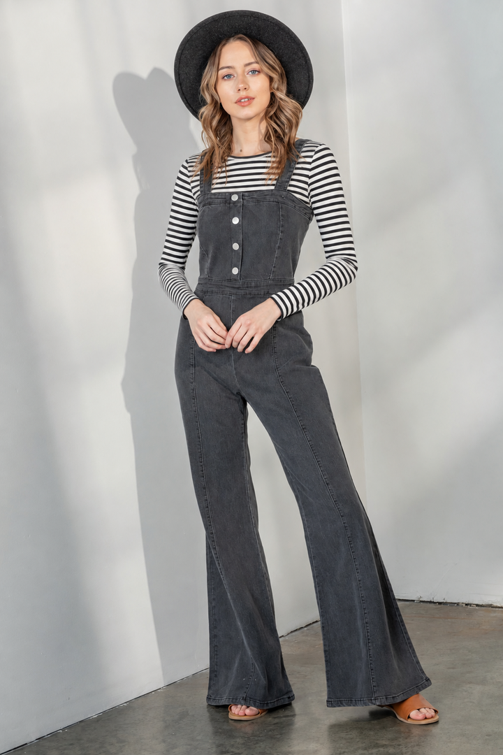 Reverof Button Down Detail Denim Jumpsuit - FINAL SALE