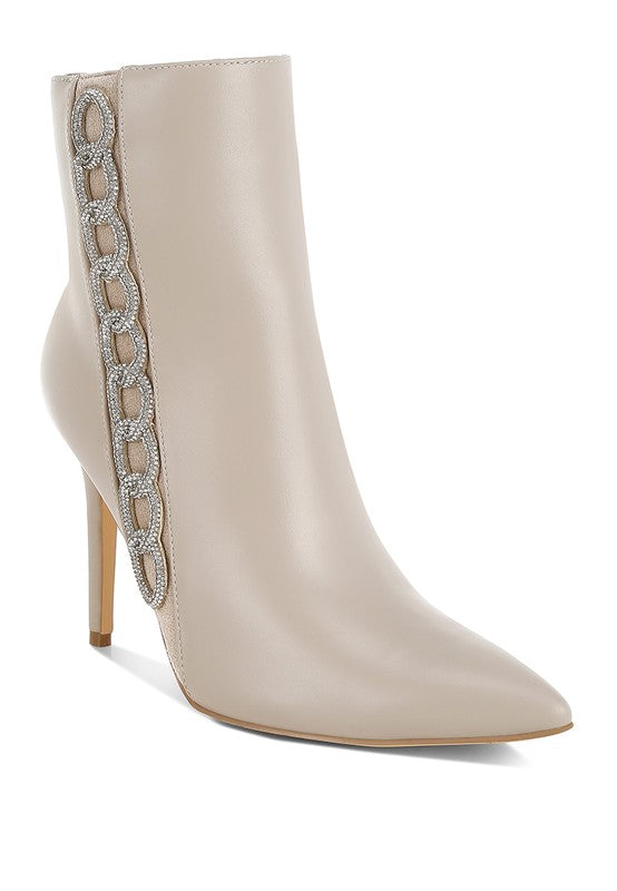 London Rag Kalina Rhinestones Chain Detail Boots