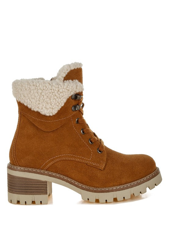 Rag Company Madoka Fur Collar Chunky Ankle Boots