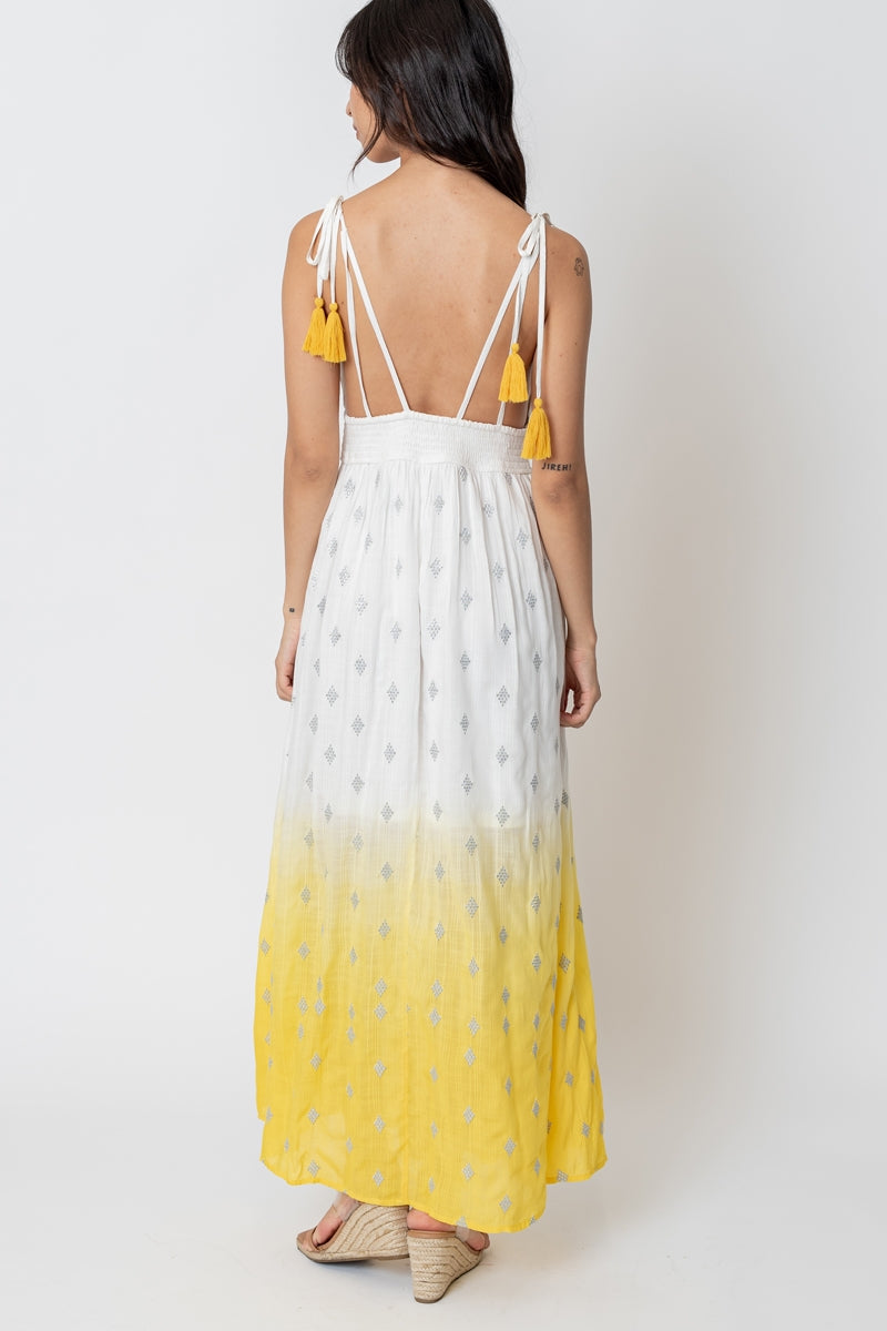En Crme Deep V-Neck Dip Dye Maxi Dress - Final Sale | Boho Soho En Crme Deep V-Neck Dip Dye Maxi Dress - Final Sale | Boho Soho