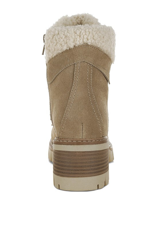 Rag Company Madoka Fur Collar Chunky Ankle Boots