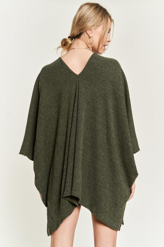 Jade by Jane VNECK Contrast Stitch PONCHO TOP