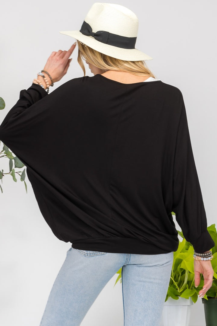 Celeste Contrast Round Neck Top with Two Layer Detail