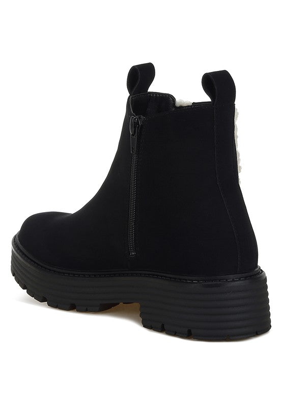 Rag Company Mothman Faux Fur Detail Chunky Ankle Boots