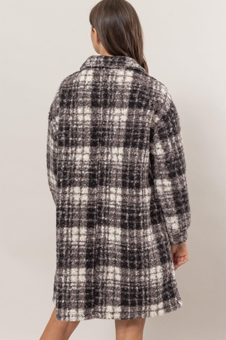 HYFVE Plaid Button Down Longline Shacket