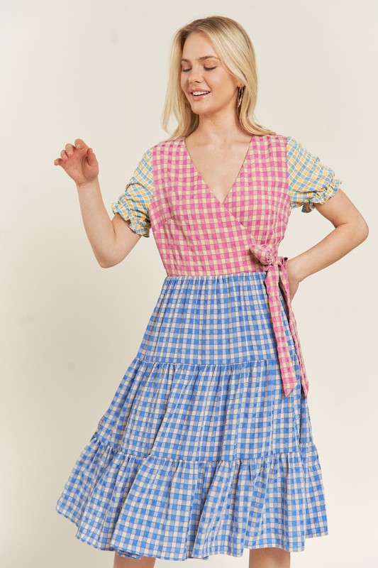 Jade by Jane COLORBLOCK GINGHAM DRESS Plus Size