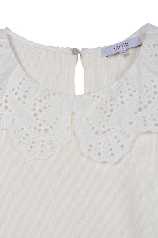 Lilou Crochet Peter Pan Collar Top