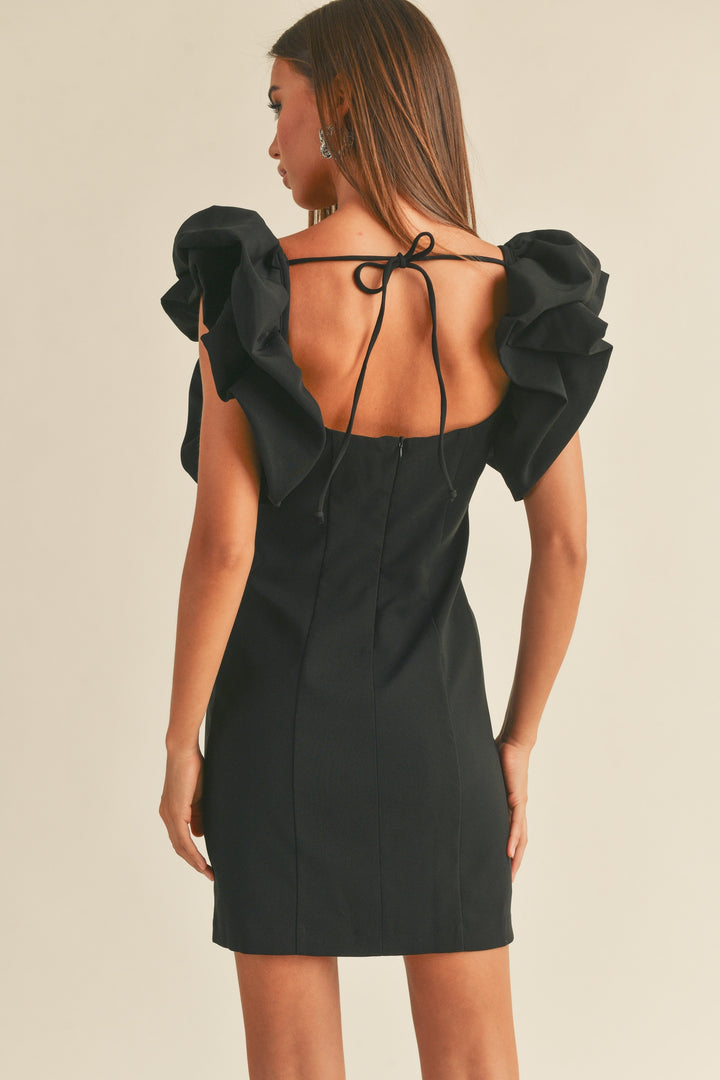 MIOU MUSE Puff Sleeve Bustier Top Detail Dress