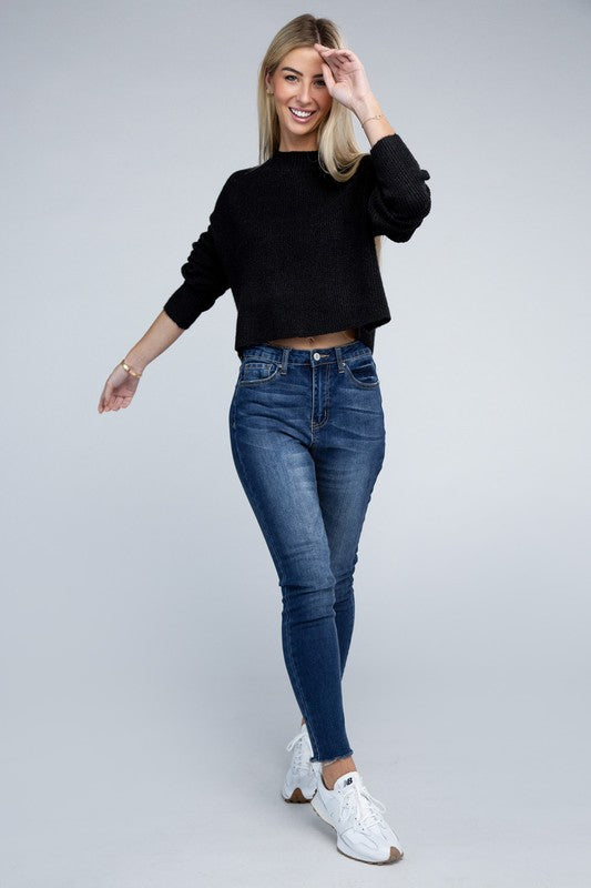 Cozy Cropped Mock Neck Pullover