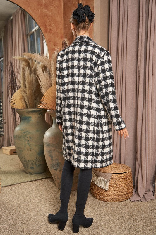 Textured Knit Tweed Double Button Coat Jacket