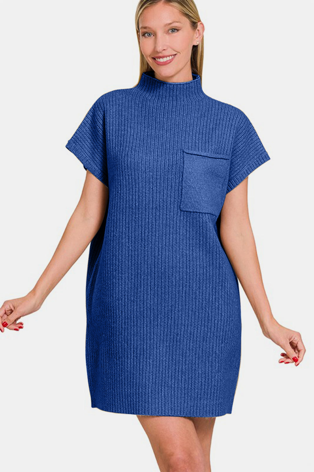 Zenana Short Sleeve Sweater Mini Dress