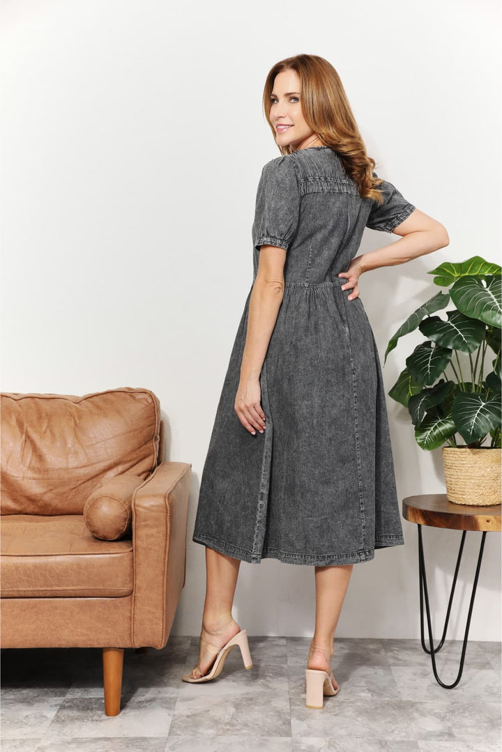 And The Why Washed Chambray Midi Dress