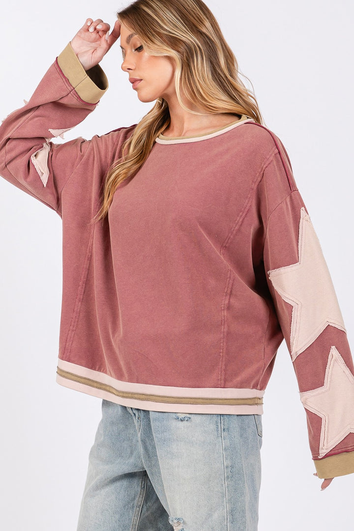 SAGE + FIG French Terry Star Applique Patch Sweatshirt