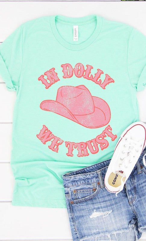 Retro In Dolly We Trust Hat Graphic Tee PLUS