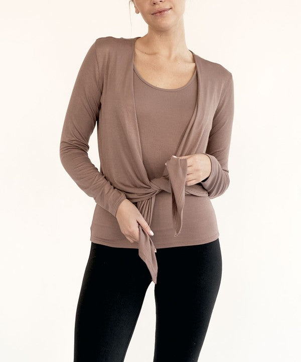 FABINA BAMBOO SIMPLE TIE FRONT CARDIGAN