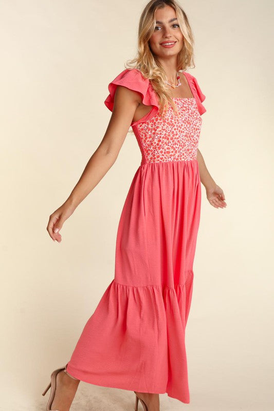 PLUS EMBROIDERY DOT WOVEN MAXI WITH SIDE POCKETS