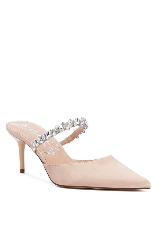 London Rag Sena Diamante Stiletto Mules Sandals