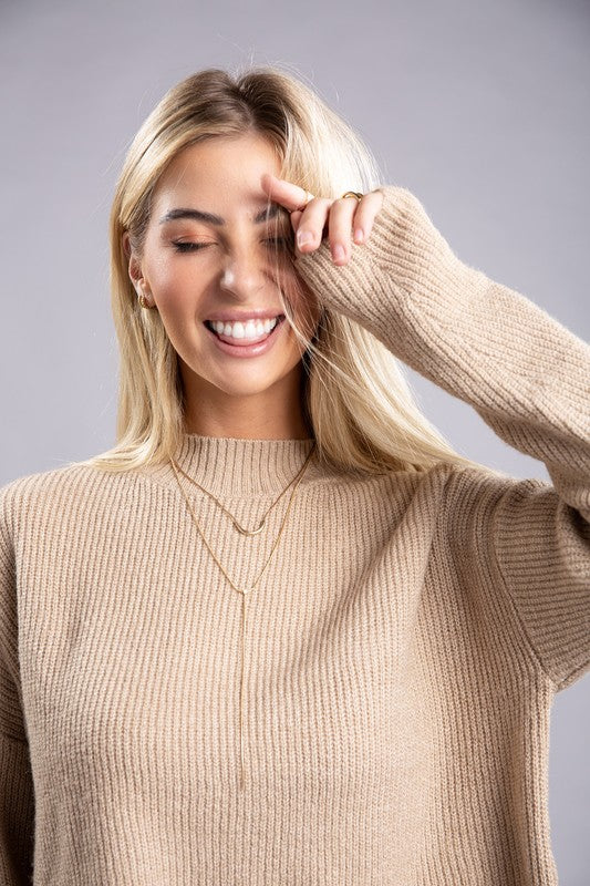 Cozy Cropped Mock Neck Pullover