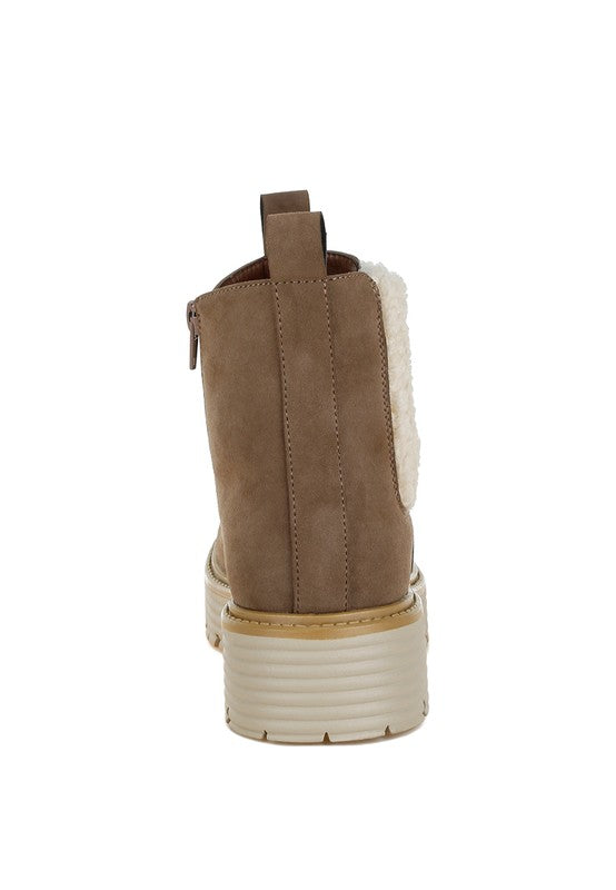 Rag Company Mothman Faux Fur Detail Chunky Ankle Boots