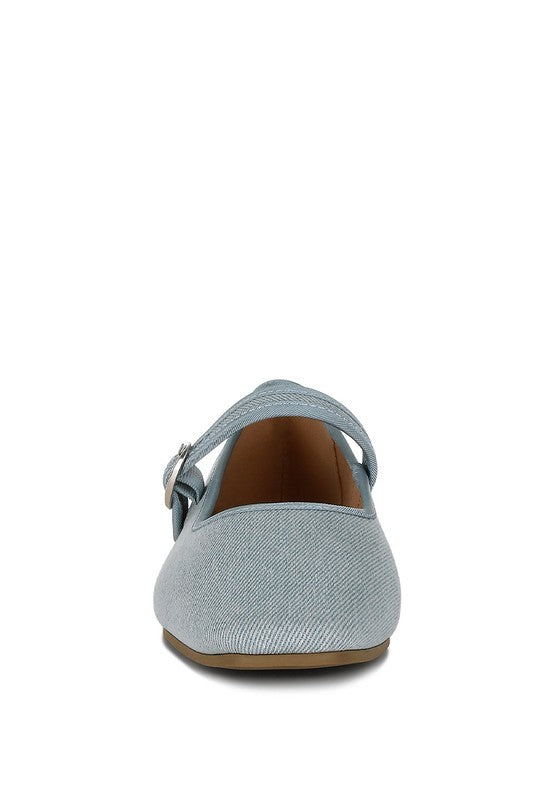 London Rag Iker Classic Denim Pin Buckle Ballerinas