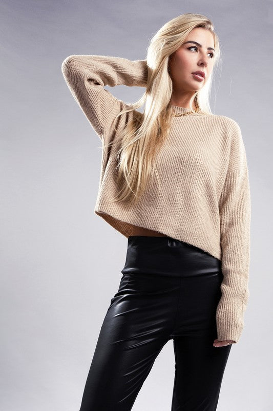 Cozy Cropped Mock Neck Pullover