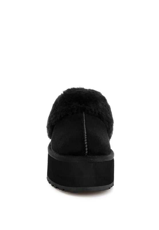 London Rag Kutchu Faux Fur Trim Platform Classic Slingback