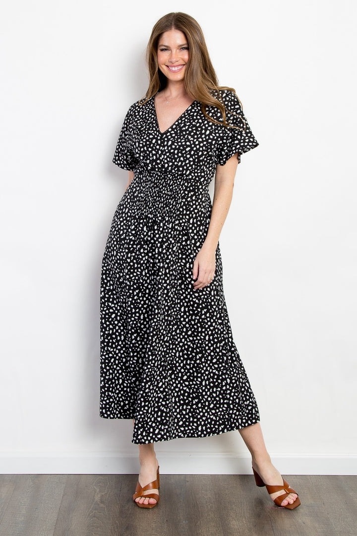 Be Stage Printed Smocked Waist Dress - Boho Soho