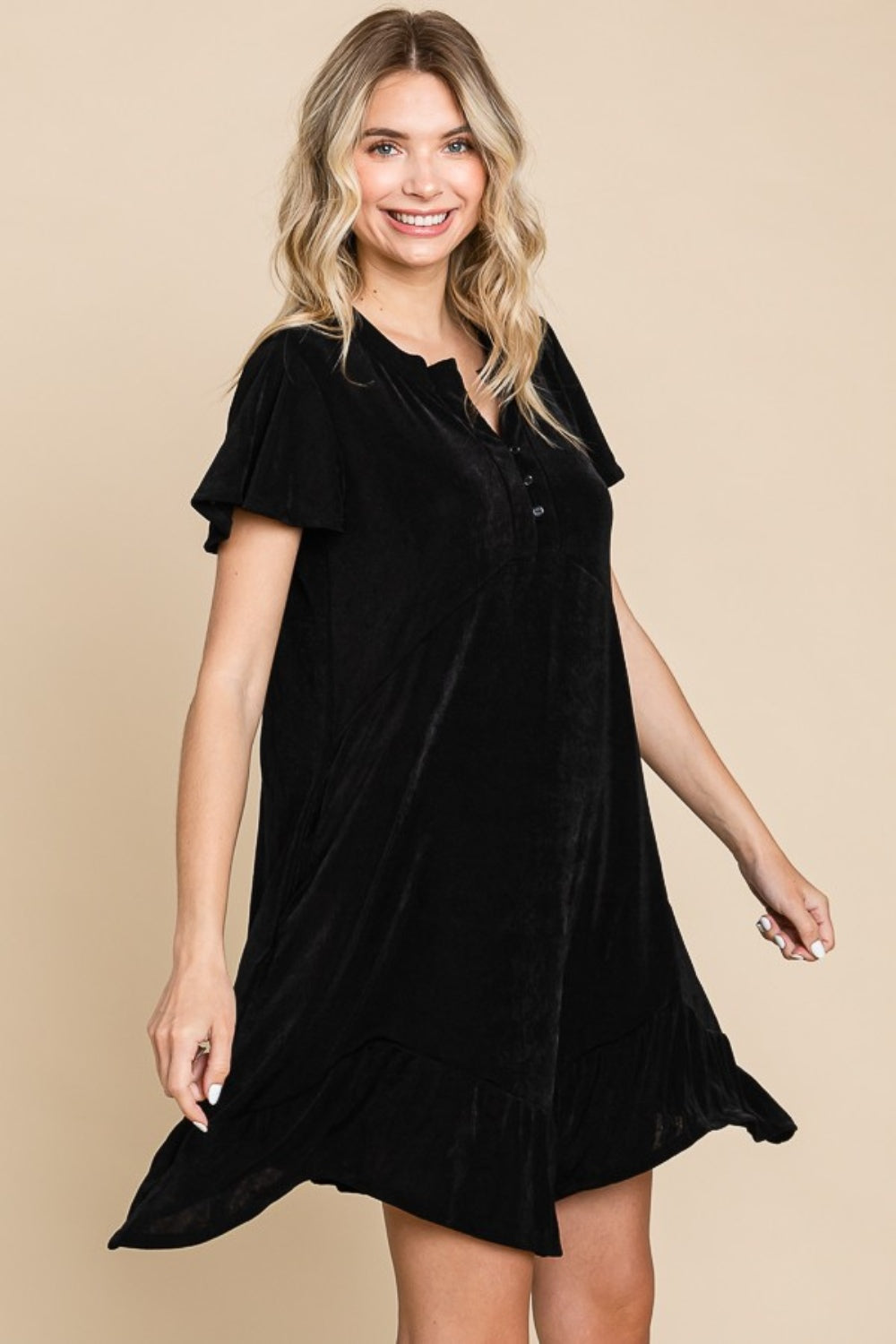 Culture Code Notched Short Sleeve Dress