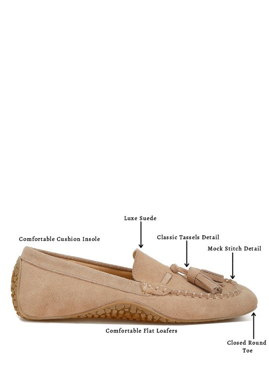 Rag & Co Kipstar Suede Round Toe Tassel Driving Loafers