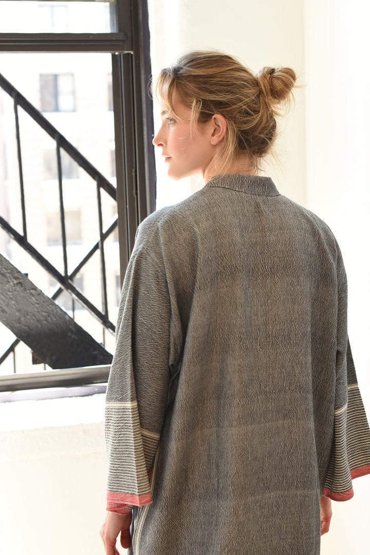 Home & Loft Turkish Cotton Charcoal Tribeca Long Sleeve Maxi Kaftan