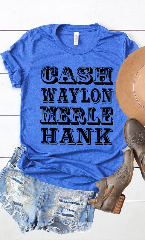 Retro Country Singer Cash Waylon Merle Hank Graphic Tee