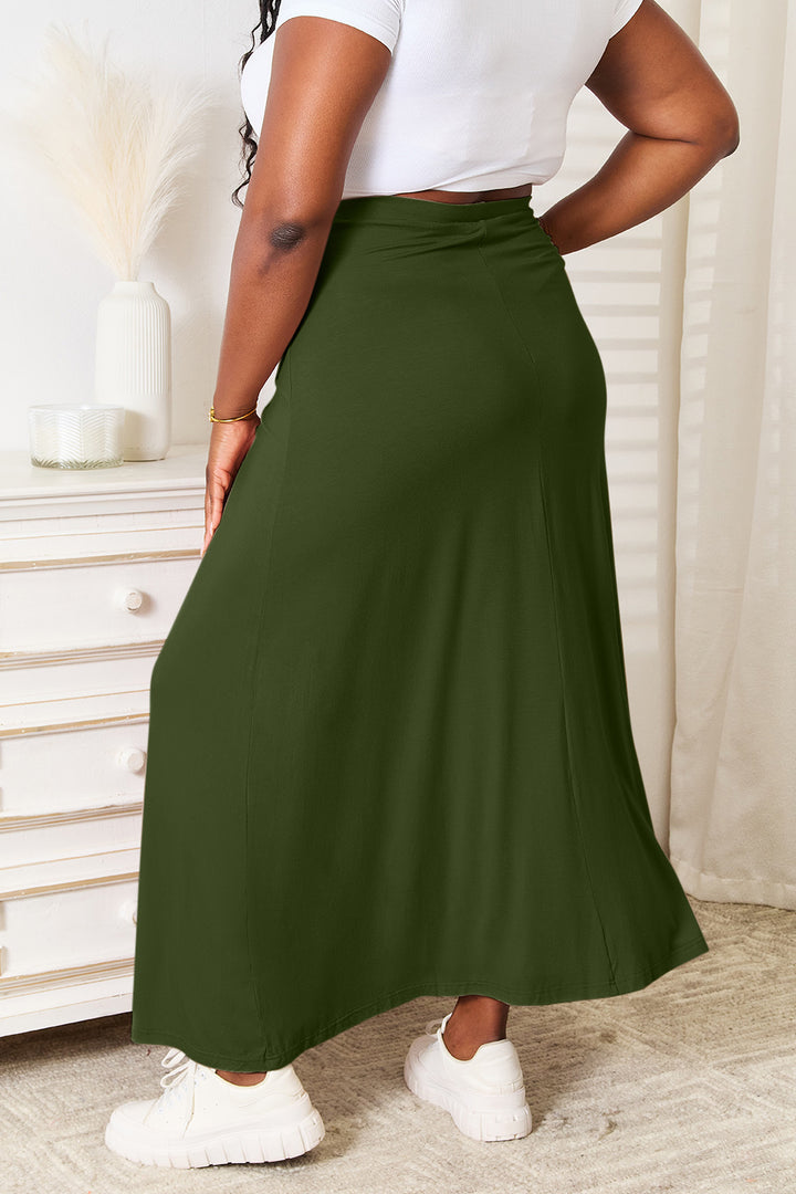 Double Take Soft Rayon Drawstring Waist Maxi Skirt