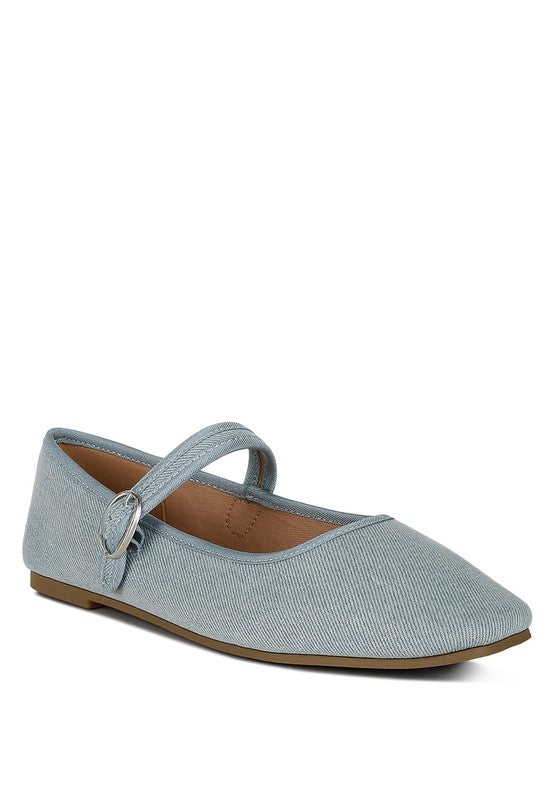 London Rag Iker Classic Denim Pin Buckle Ballerinas