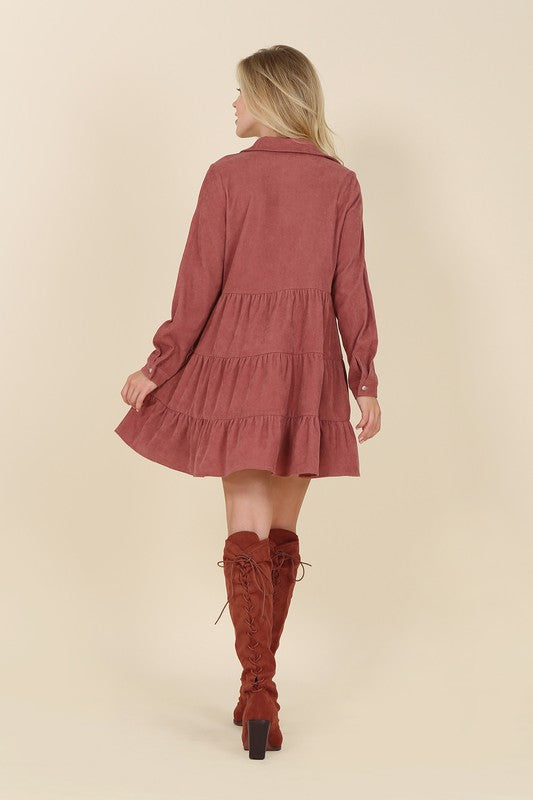 Lilou Corduroy tiered dress